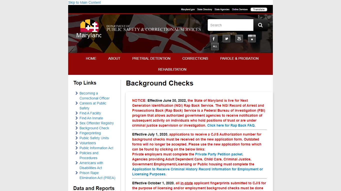 Background Checks - Maryland Department of Public Safety and ...